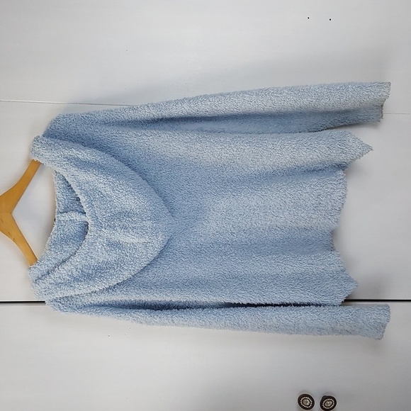 Warm & Cozy Light Blue Popcorn Soft Hoodie Fuzzy Neutral Sz.3X - Picture 5 of 8